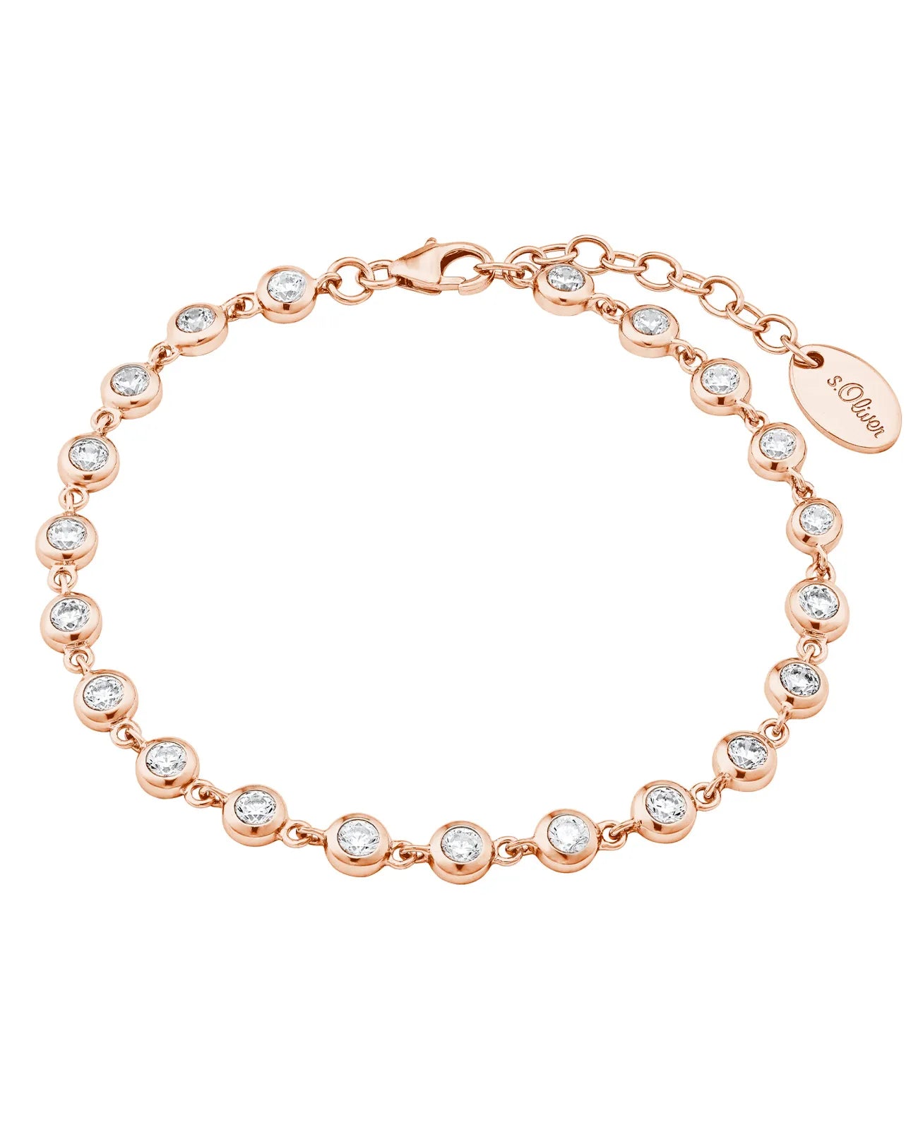 rosegoldenes tennisarmband lauter zirkonia in zargenfassungen