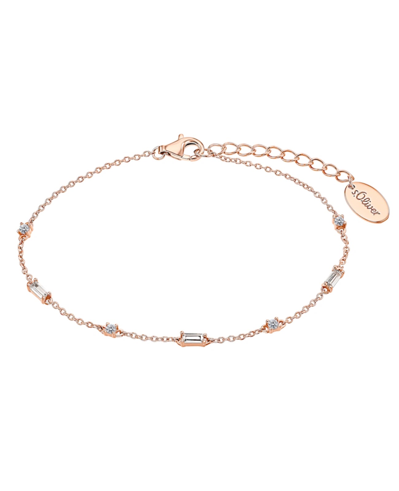Anker Armband rosegold mit runden und eckigen zirkonia steinen