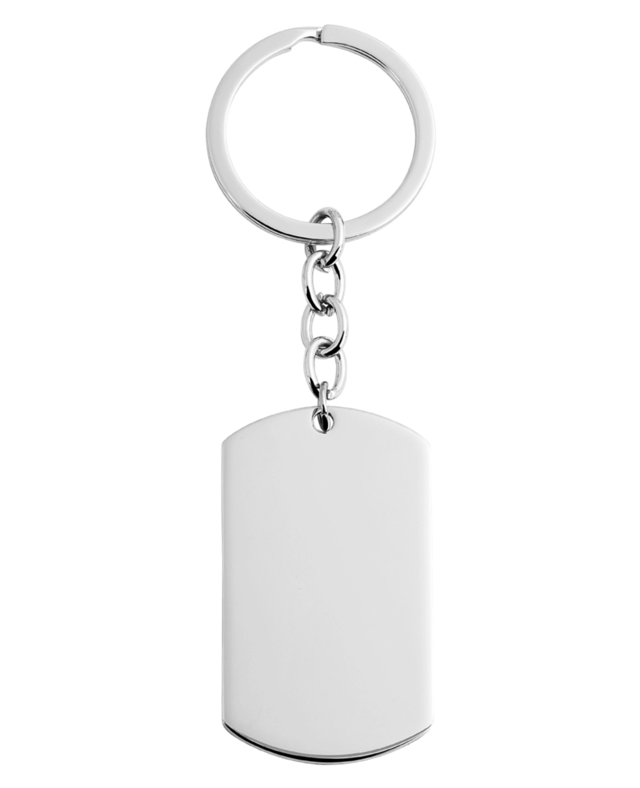 dog tag schlüsselanhaenger rechteckig oben und unten abgerundet mit kette an schlüsselring