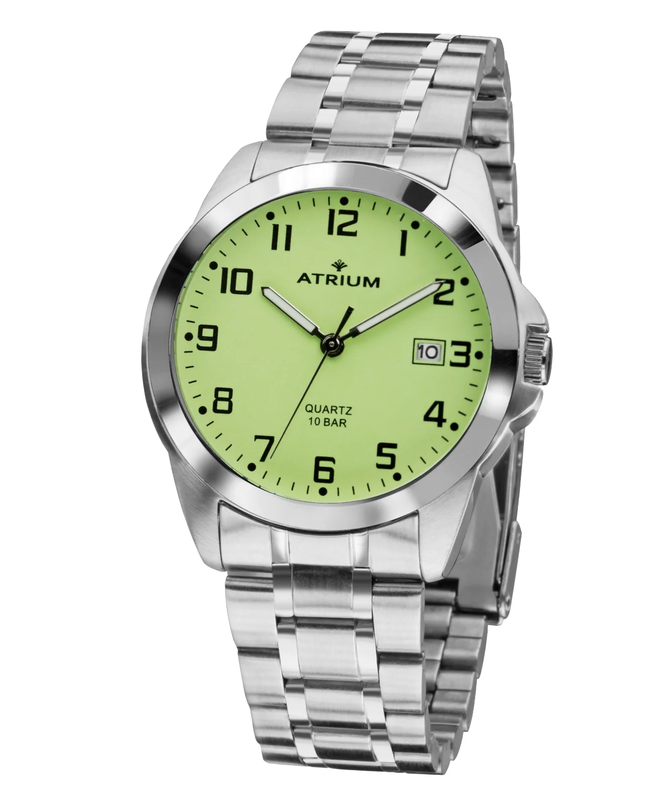 herrenuhr matallarmband arabische zahlen datum bei 3 Uhr