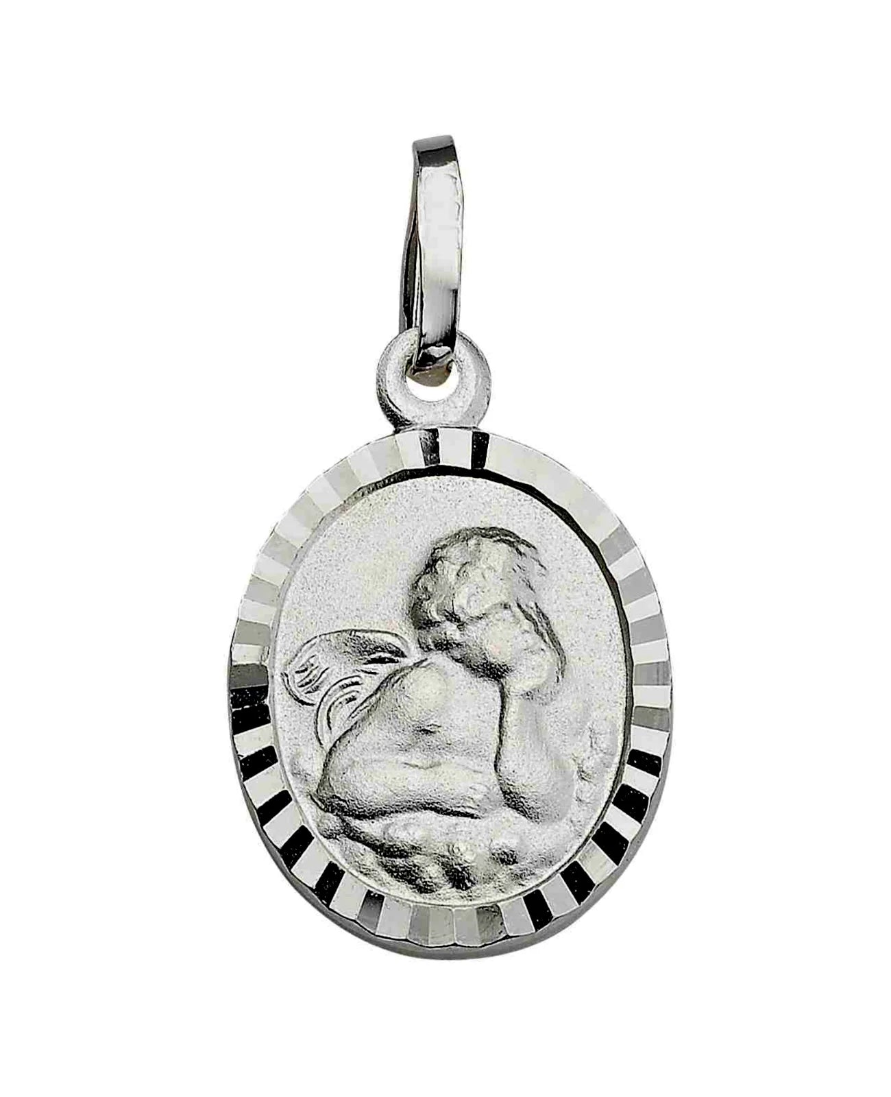 Ovaler schutzengel anhänger mit diamantierten rand