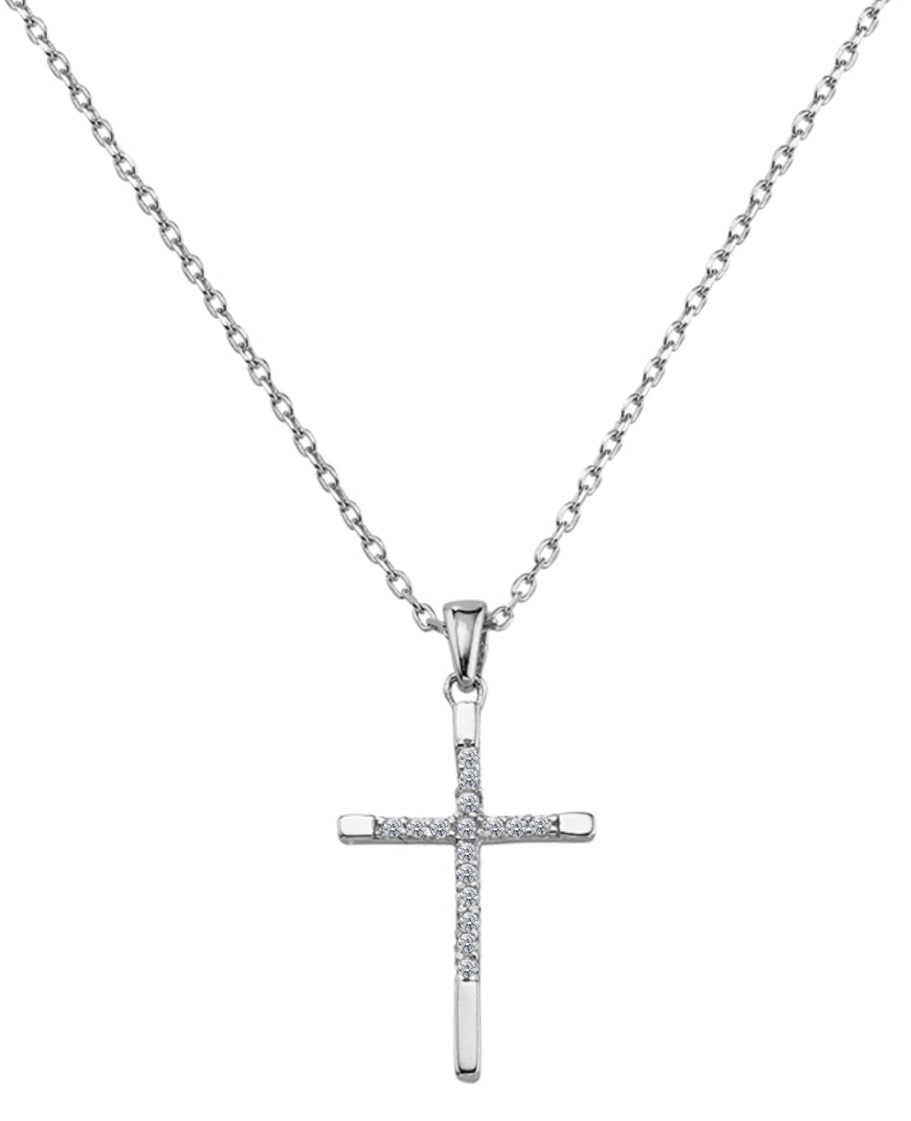ankerkette mit schmalen kreuz anhänger zweidrittel mit steinen besetzt