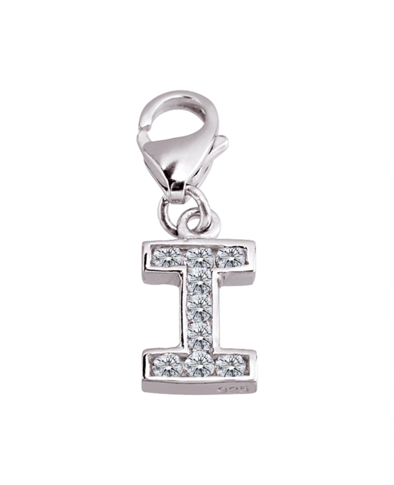 buchstabenanhaenger i charm mit zirkonia steinen und karabiner oese