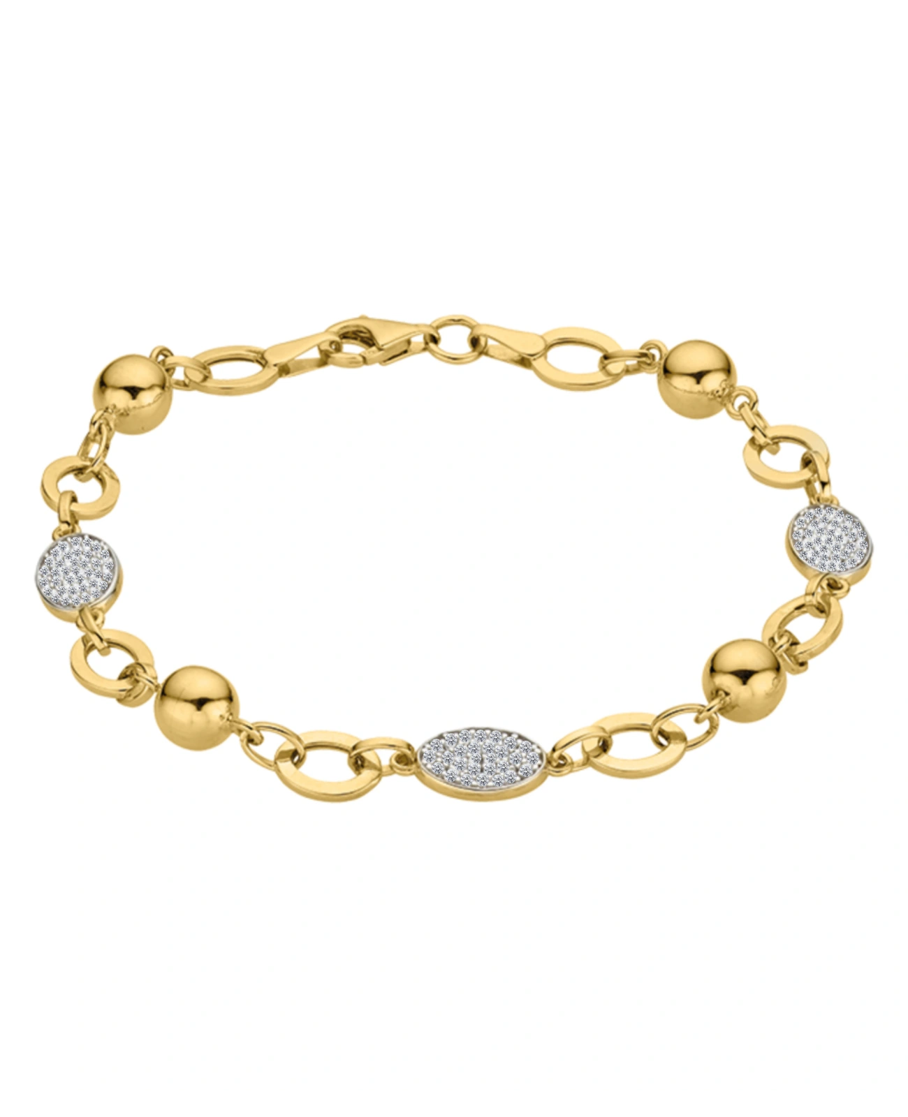 armband gold mir zwischenteile kugeln und ovale mit steinen besetzt