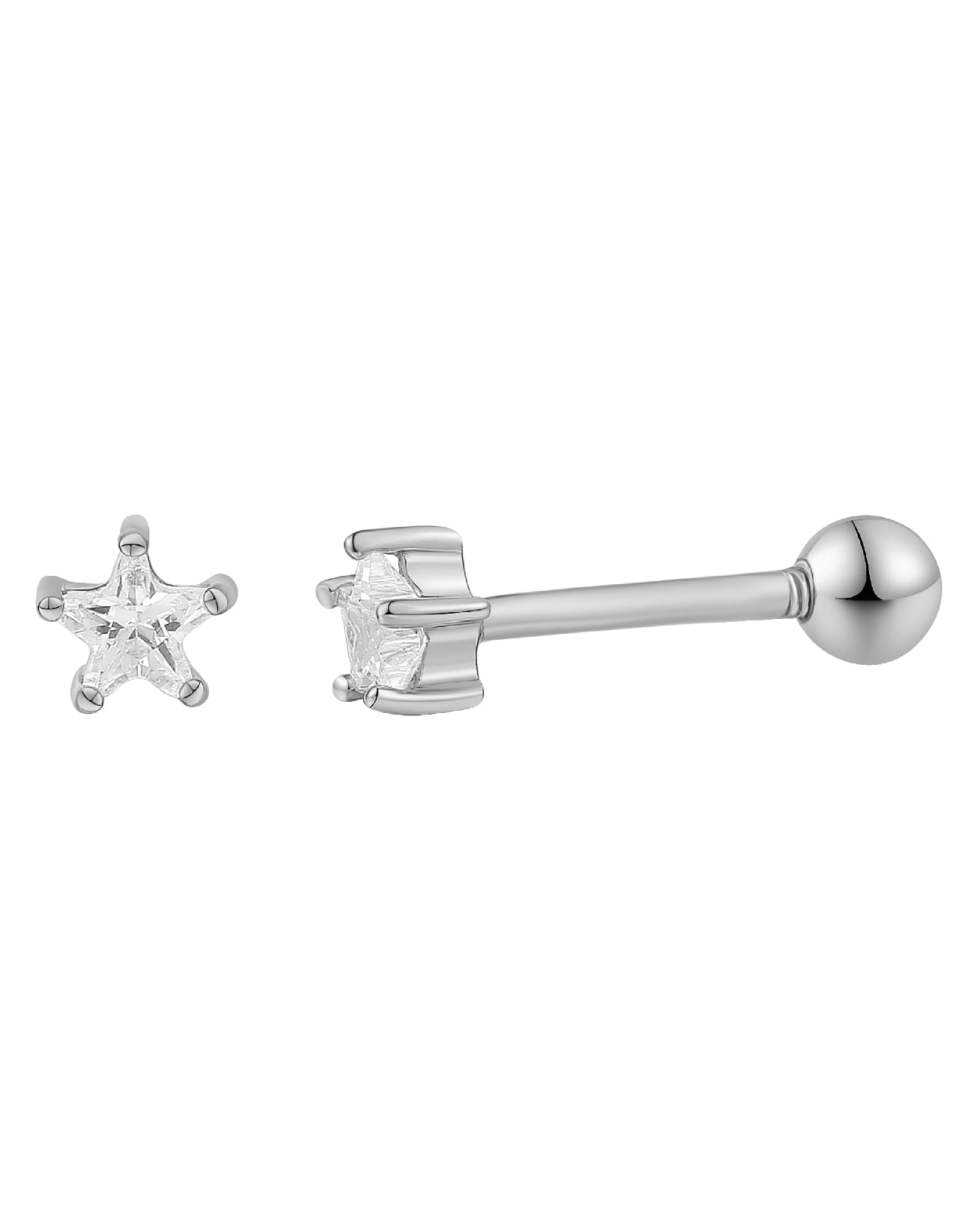 piercing ohrstecker mit schraubgewinde zirkonia sternform