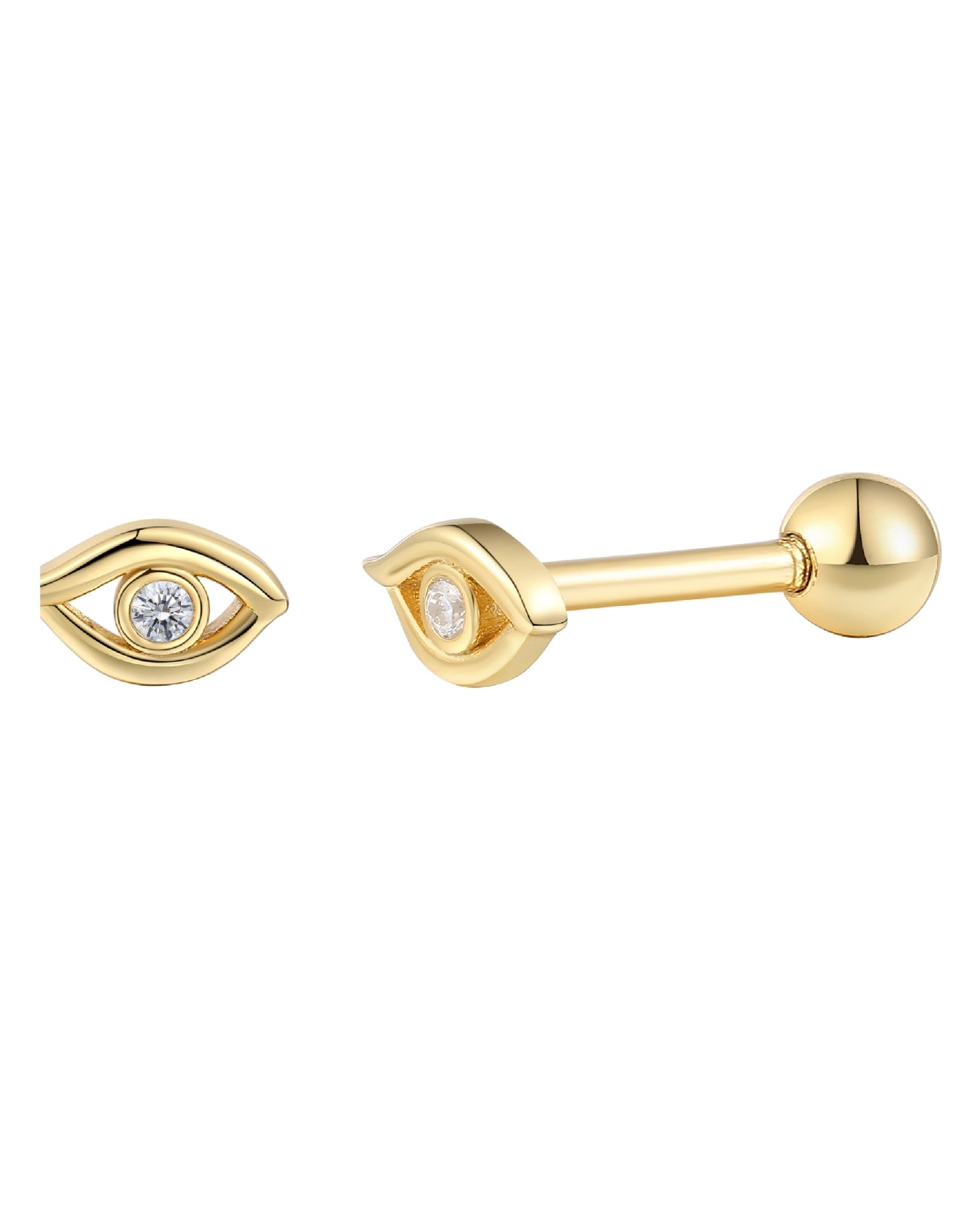 piercing ohrstecker mit schraubgewinde zirkonia als auge