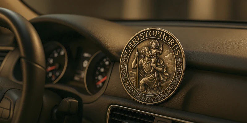 christophorus plakette im fahrzeug