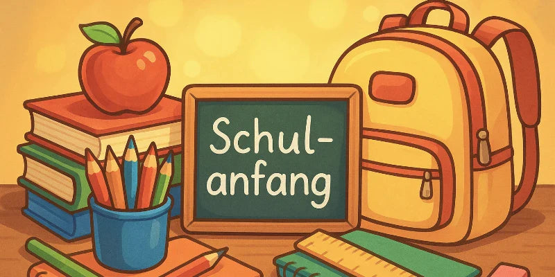 schulanfang schulrantzen apfel buntstifte lineal