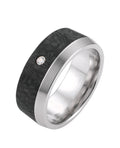 ring mit 2 drittel der fäche Carbon 1 drittel Edelstahlring in der mitte 1 zirkonia
