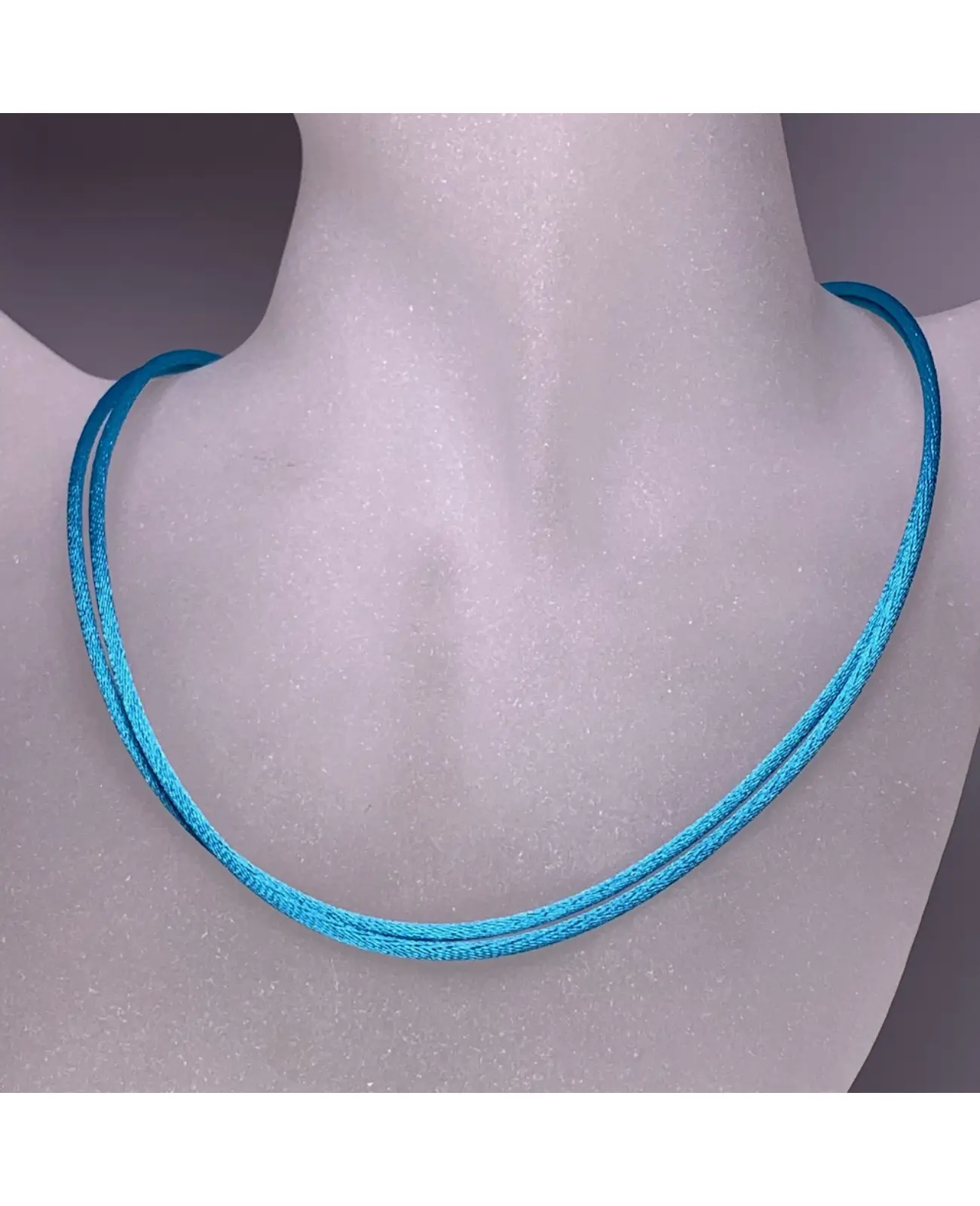 türkise 2 reihige seidenbandkette mit karabiner Verschluss