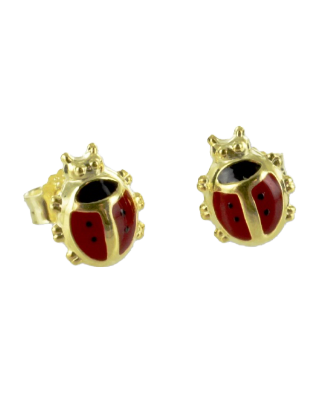 Marienkäfer ohrstecker mit rot schwarzen Emaille Einlagen