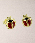 Marienkäfer ohrstecker mit rot schwarzen Emaille Einlagen