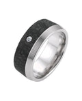 Ring mit 2 drittel der fläche Carbon 1 drittel Edelstahlring in der Mitte 1 zirkonia