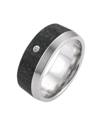 Ring mit 2 drittel der fläche Carbon 1 drittel Edelstahlring in der Mitte 1 zirkonia