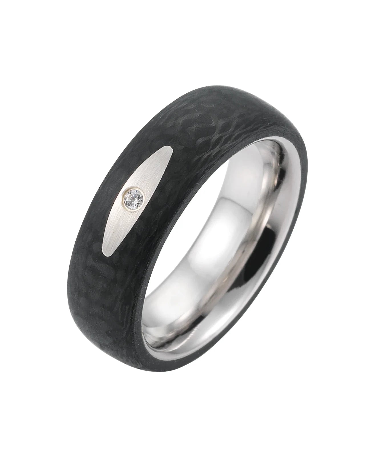 Rundlicher Carbonring in der Mitte ovale Fläche mit 1 Zirkoniastein
