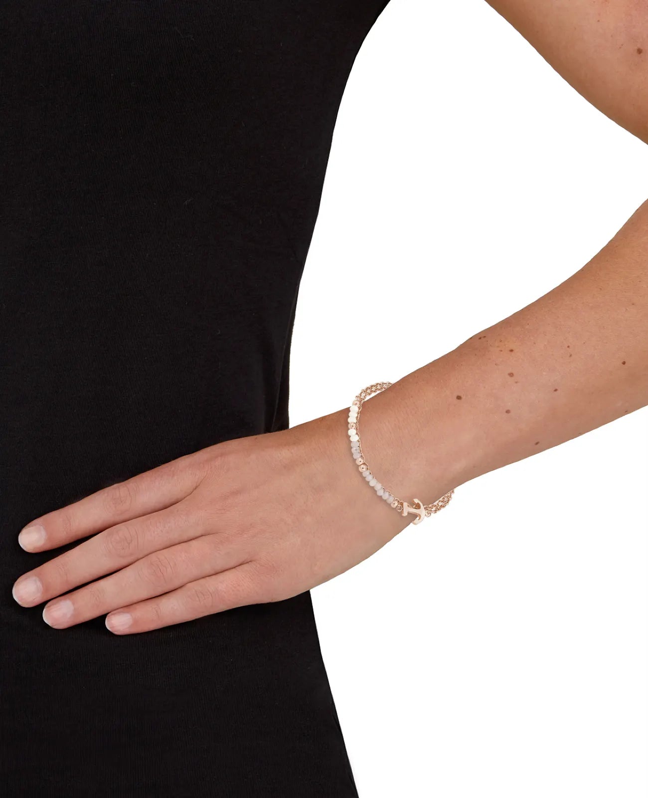 2 reihiges armband mit schiffsankermotiv rosegold