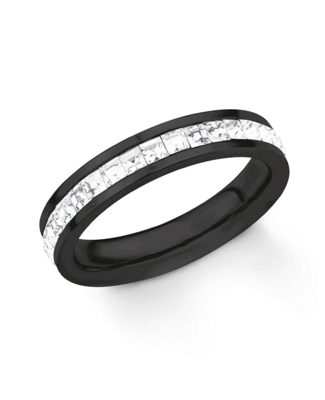 Schwarzer ring in der mitte rundherum mit steinen besetzt