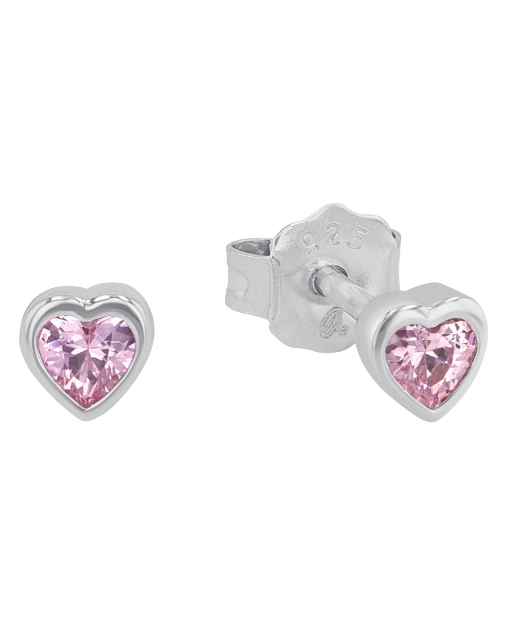 Herzohrstecker silber mit rosa herz stein