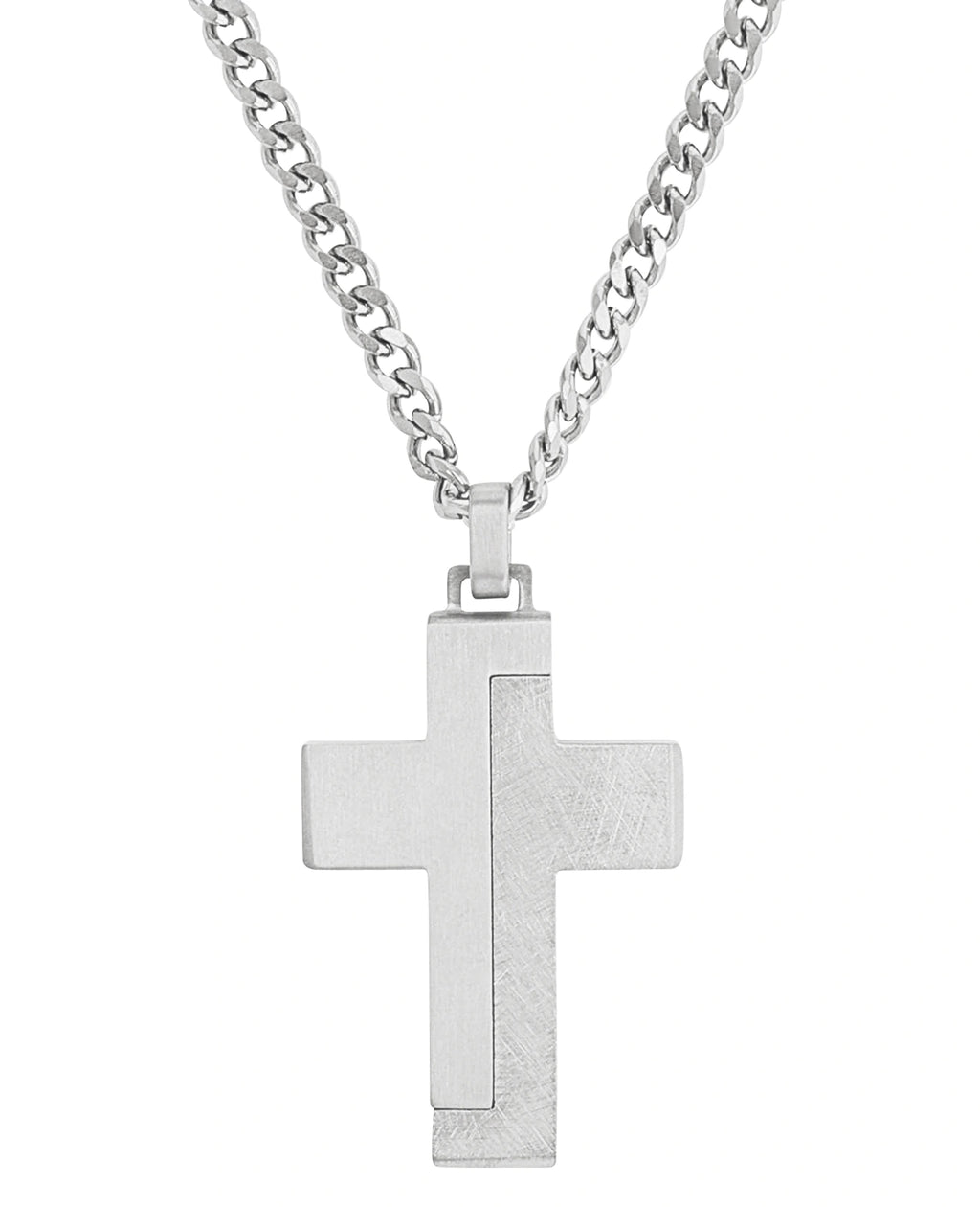 dicke panzerkette mit eckigen kreuz anhänger