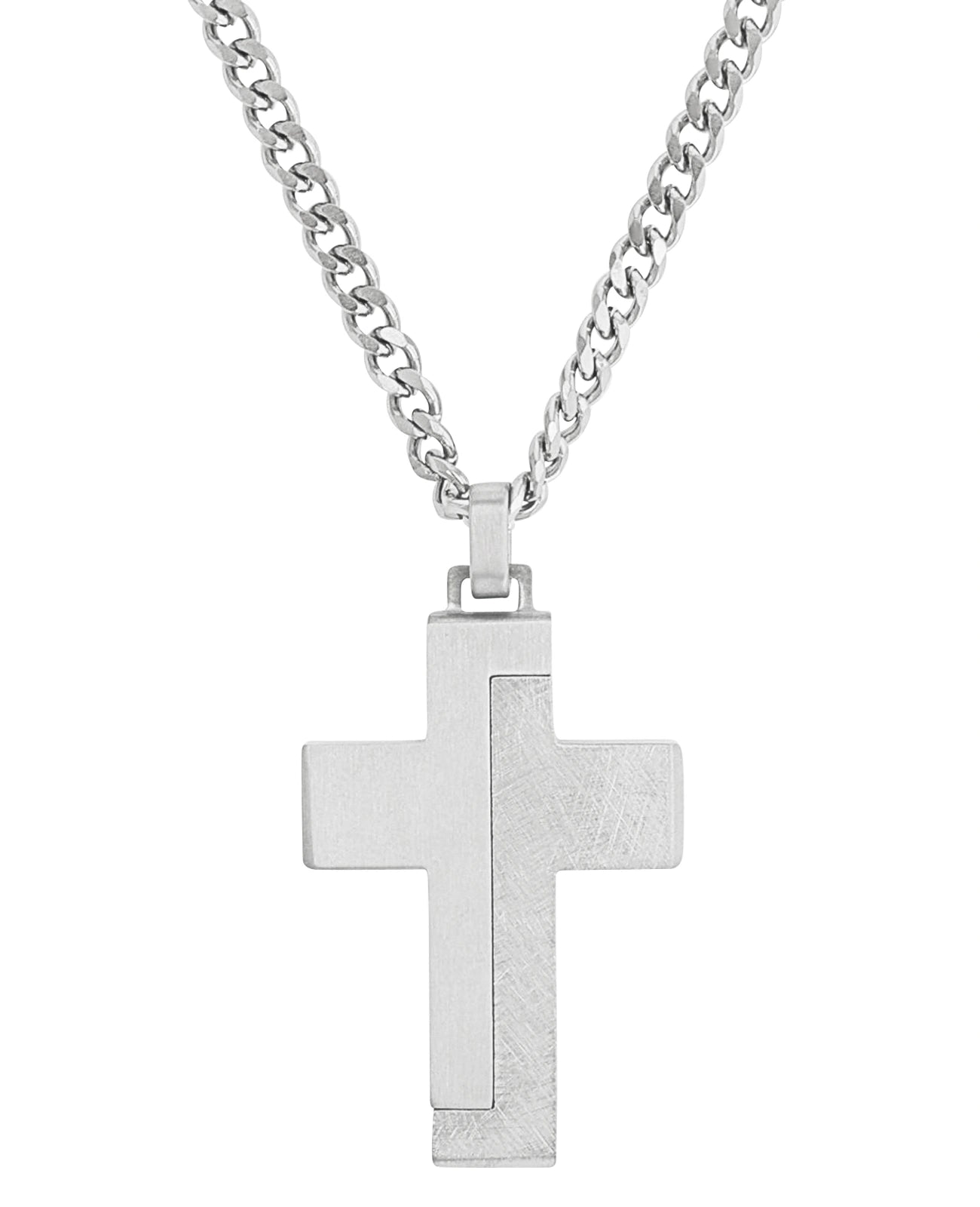 dicke panzerkette mit eckigen kreuz anhänger