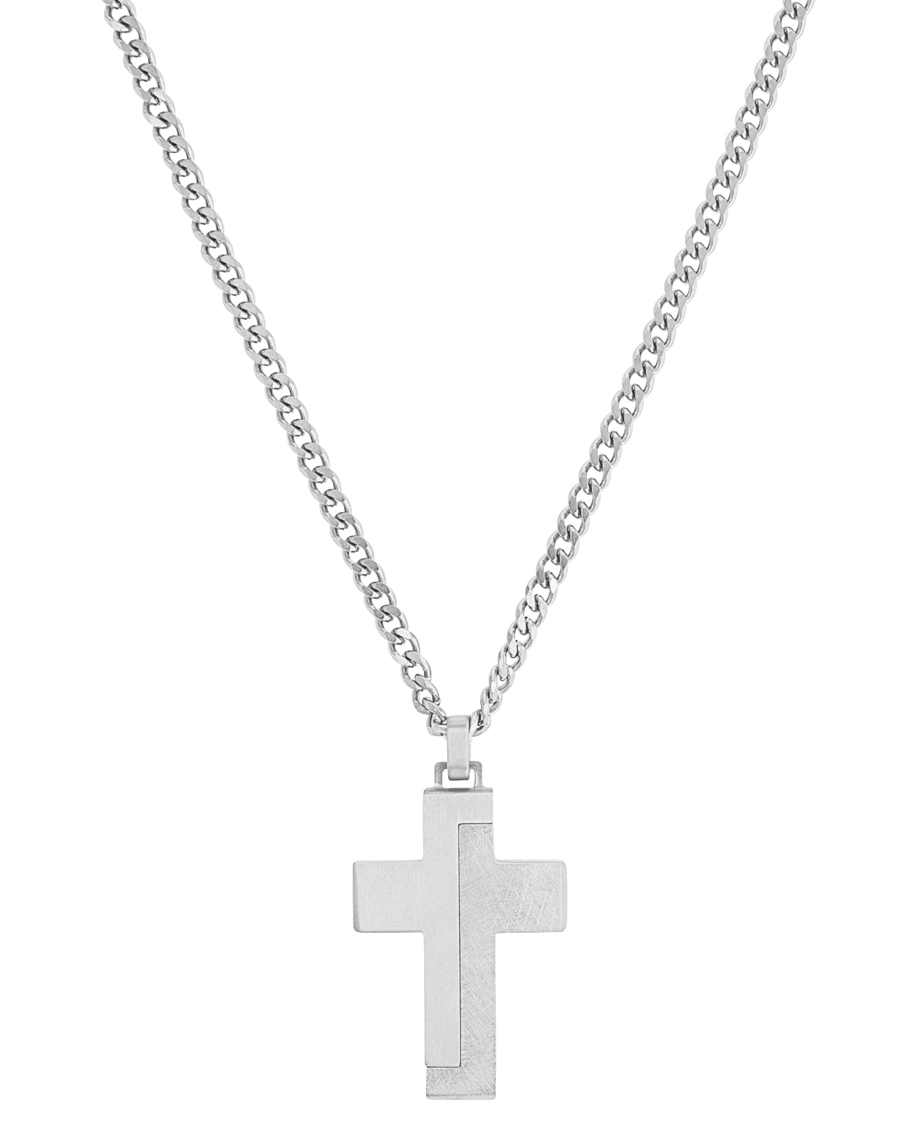 dicke panzerkette mit eckigen kreuz anhänger