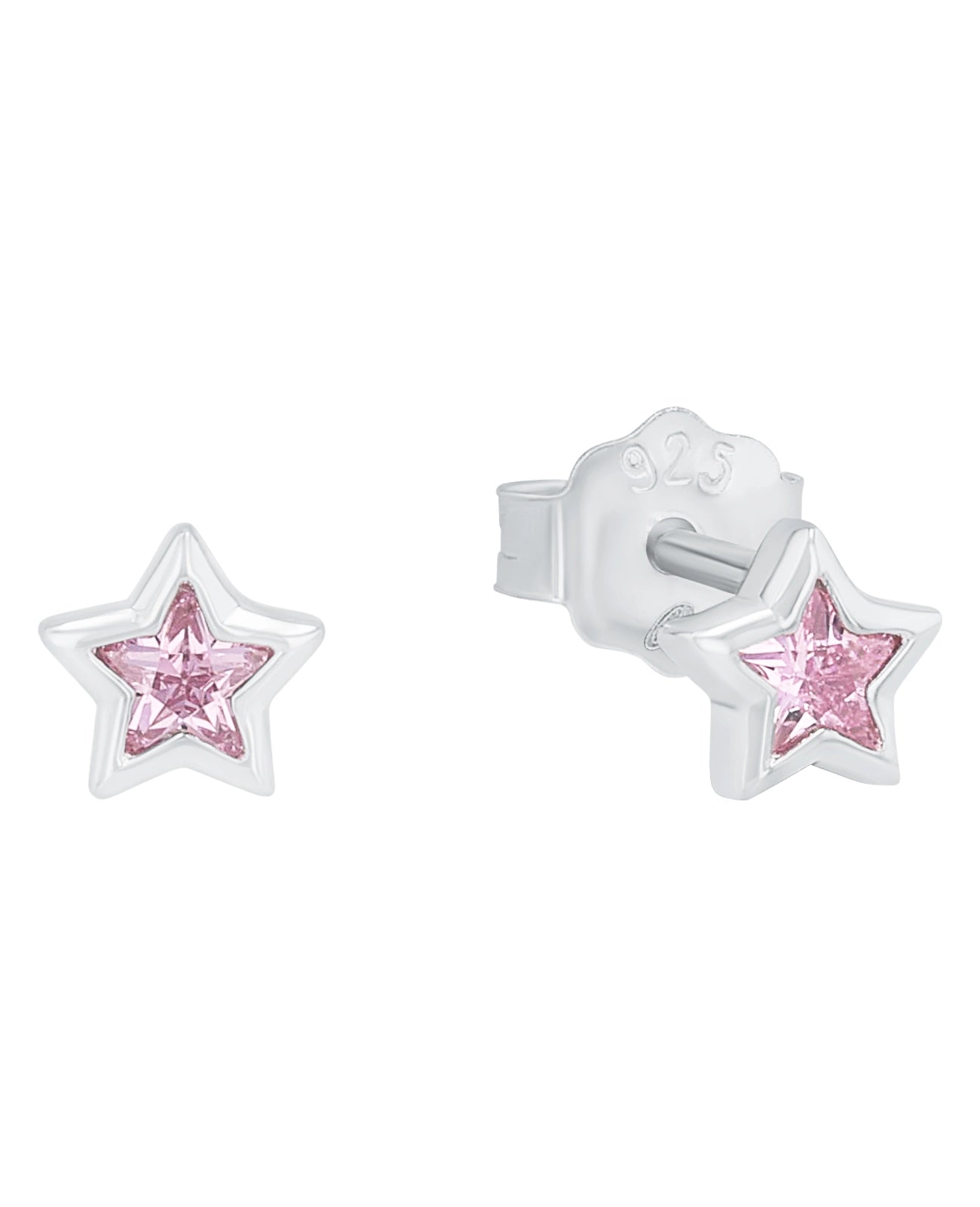 Stern ohrstecker mit rosa Stern zirkonia