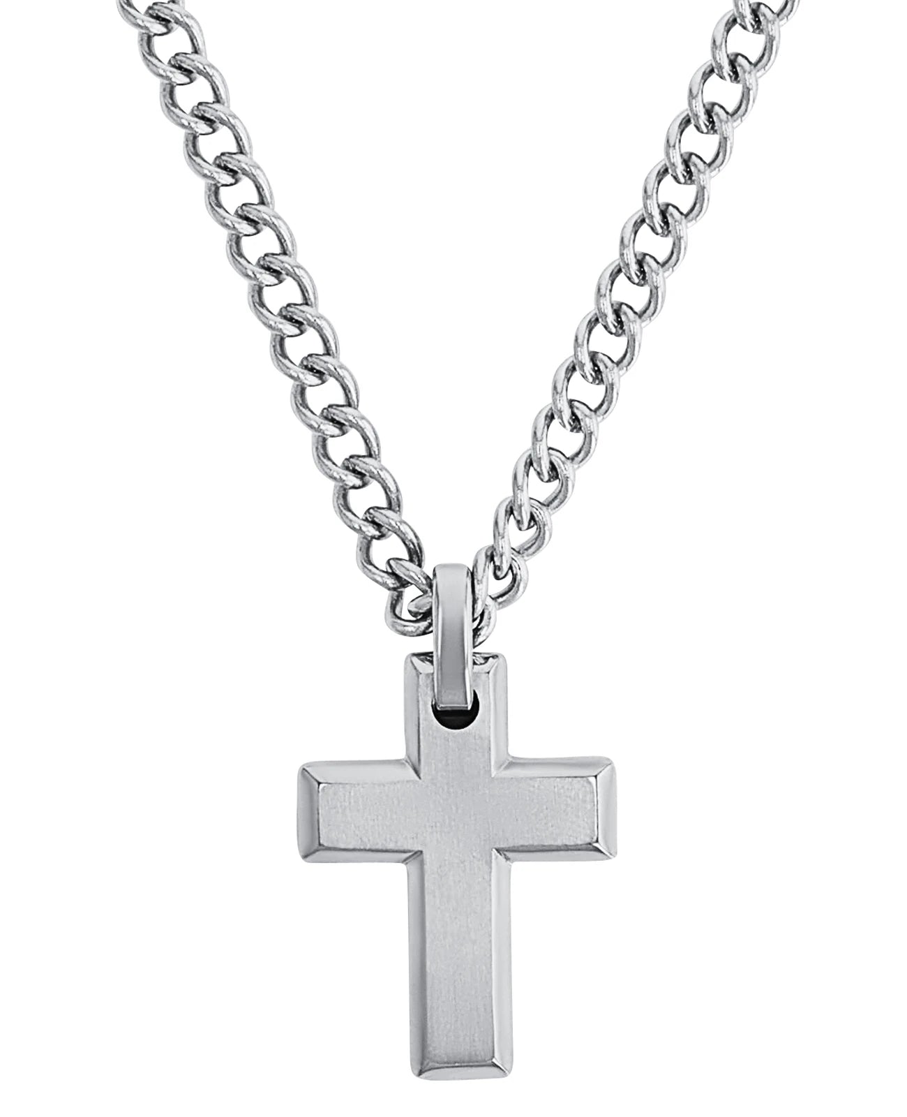 dicke panzerkette mit eckigen kreuz anhänger