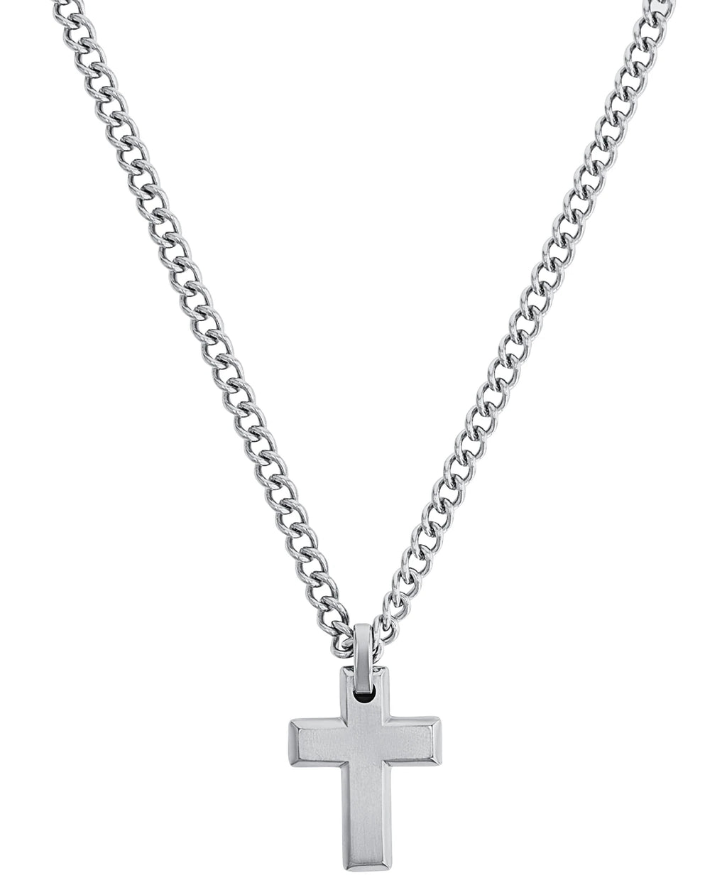 dicke panzerkette mit eckigen kreuz anhänger