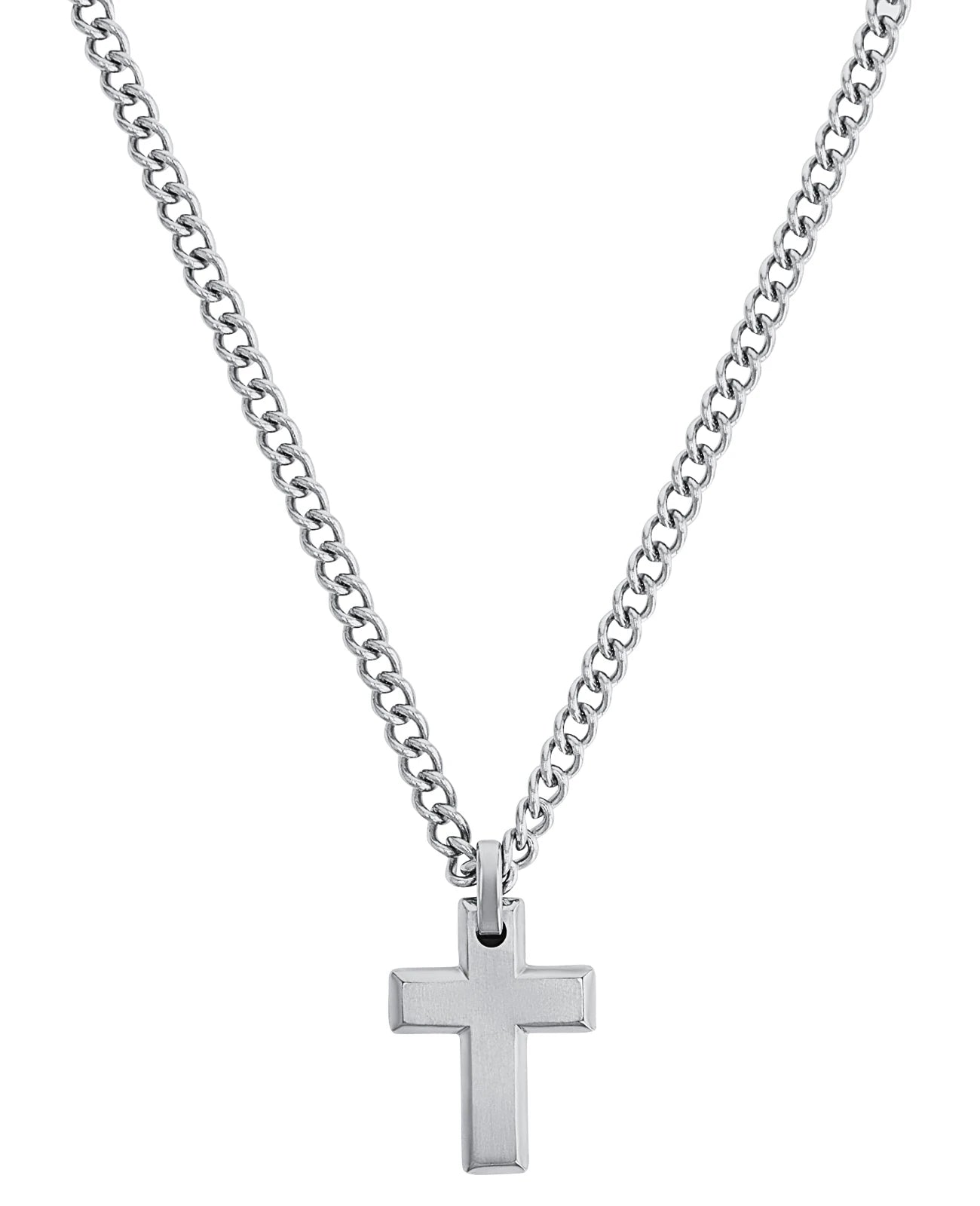 dicke panzerkette mit eckigen kreuz anhänger