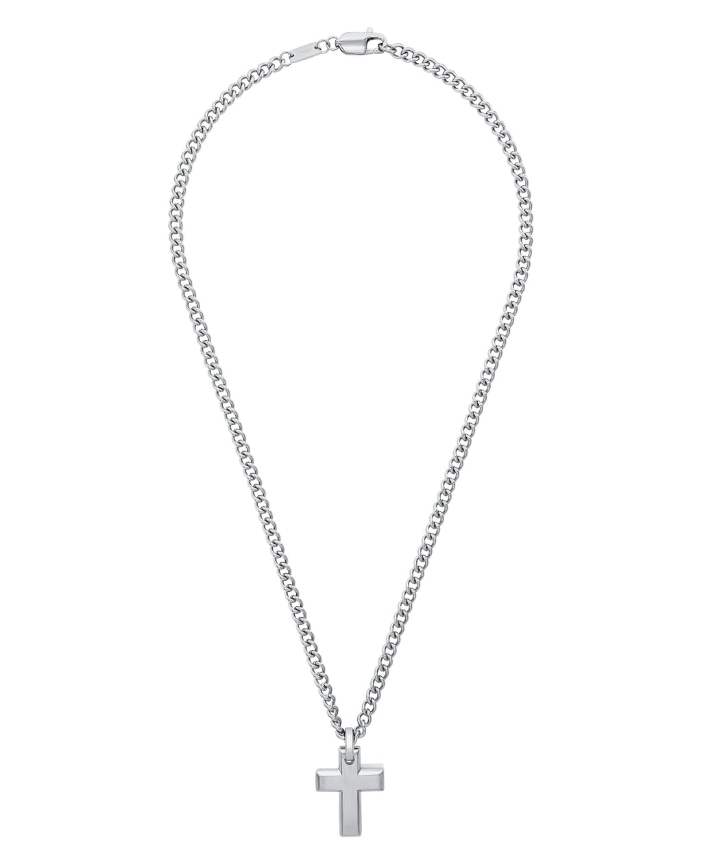 dicke panzerkette mit eckigen kreuz anhänger