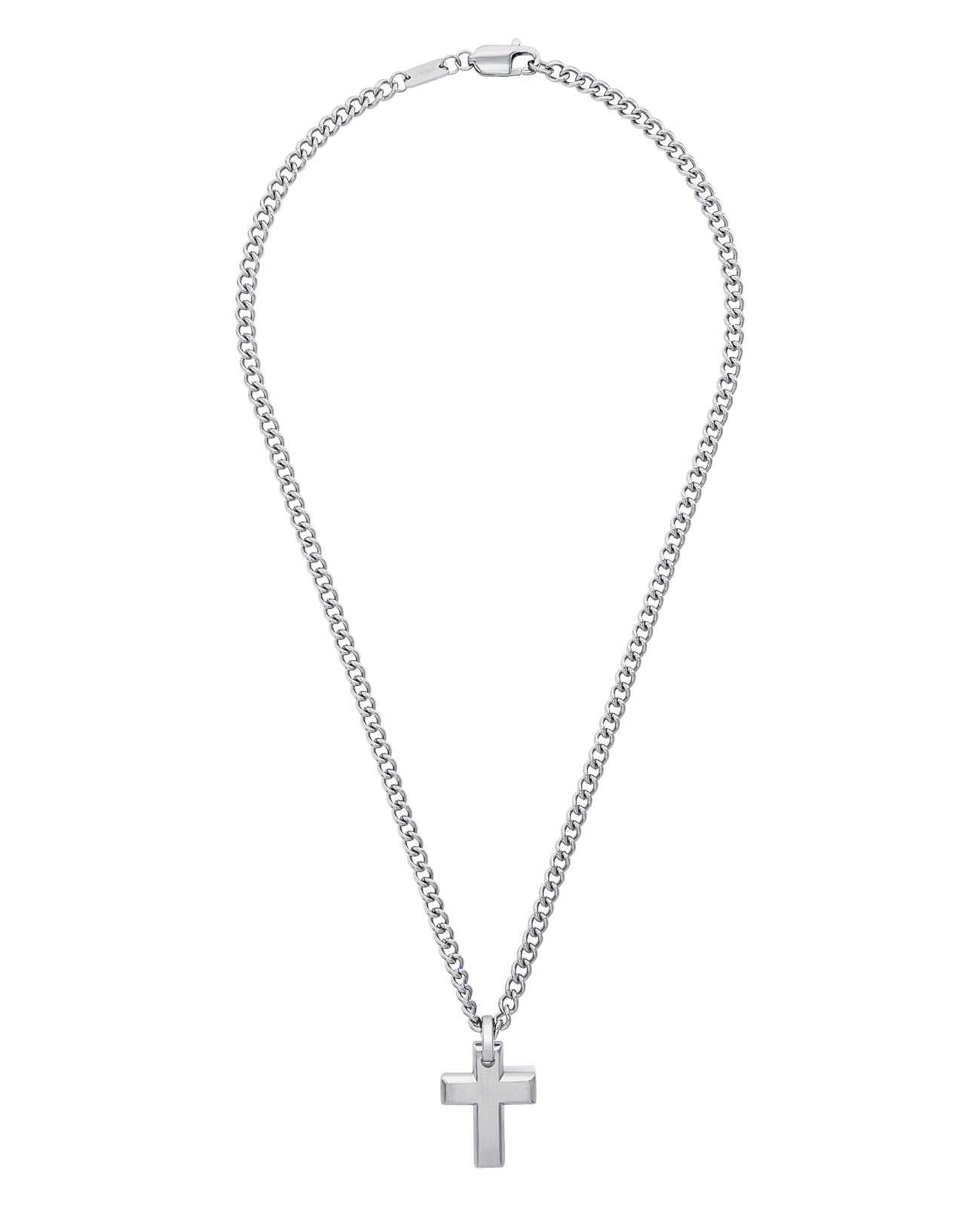 dicke panzerkette mit eckigen kreuz anhänger