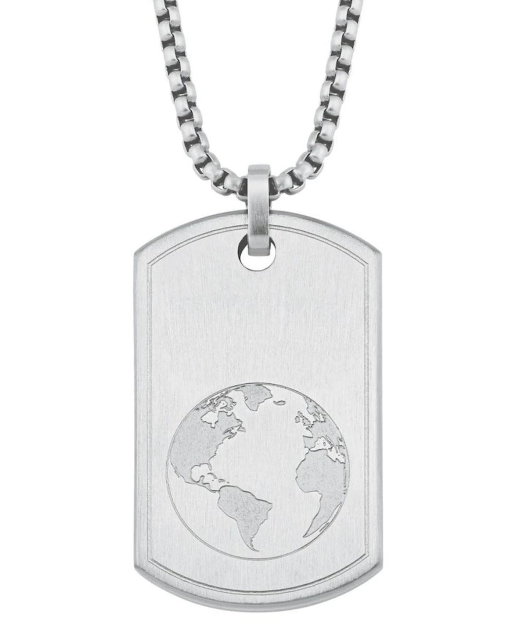 Veneziakette mit dog tag anhänger im unteren drittel weltkugelmotiv