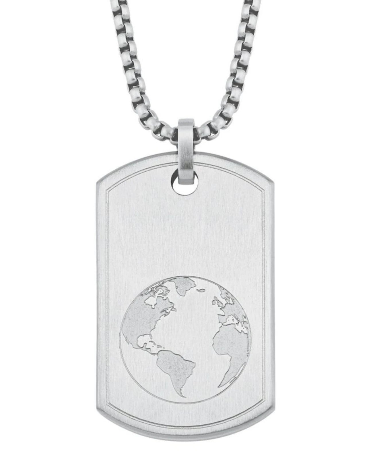 Veneziakette mit dog tag anhänger im unteren drittel weltkugelmotiv