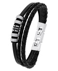 3 reihiges Lederarmband ein strang davon mit 5 edelstahlelementen