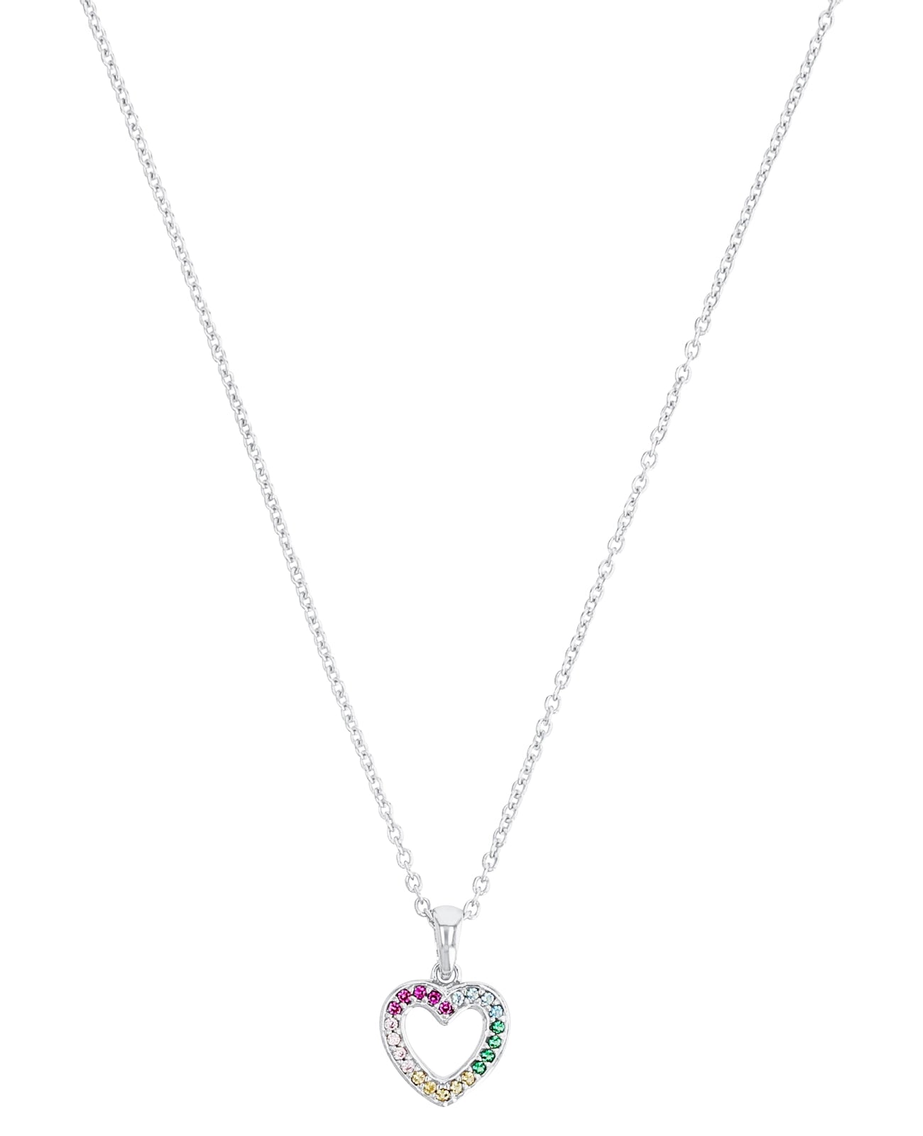 Ankerkette mit Anhänger offenes Herz mit rot blau gelb rosa zirkonia steinen