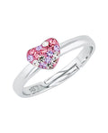 kinderring mit rosa herz das mit steinen besetzt ist