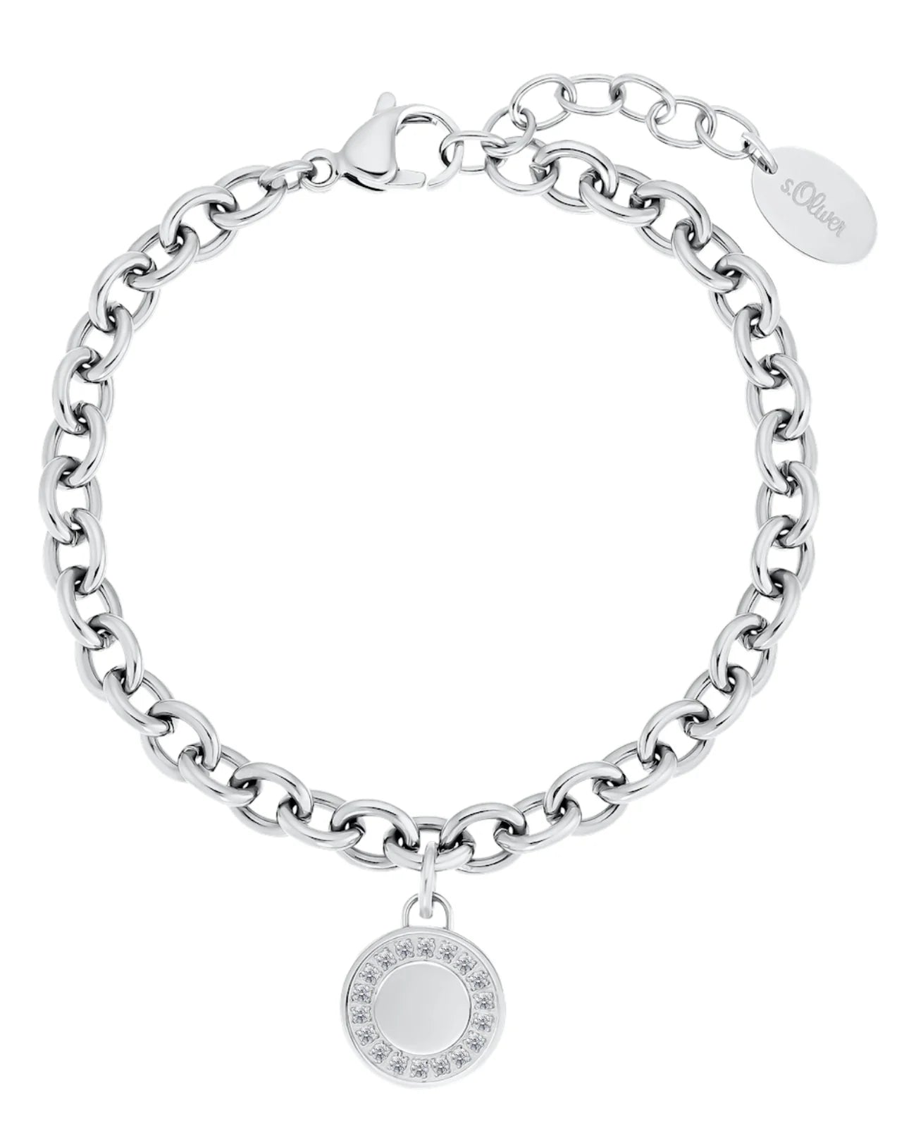 breites Anker armband mit anhänger runde Scheibe und rand mit steinen besetzt