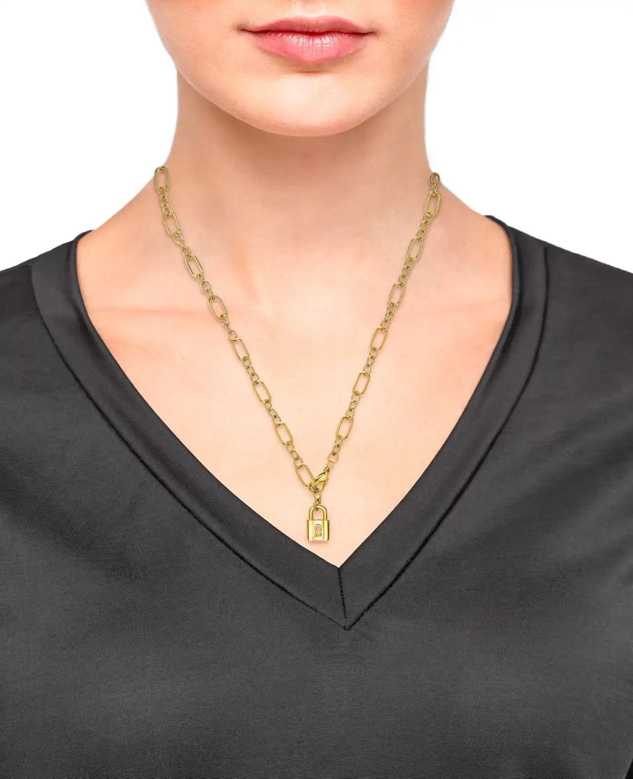 kette mit großen und kleinen gliedern anhänger als liebesschloß