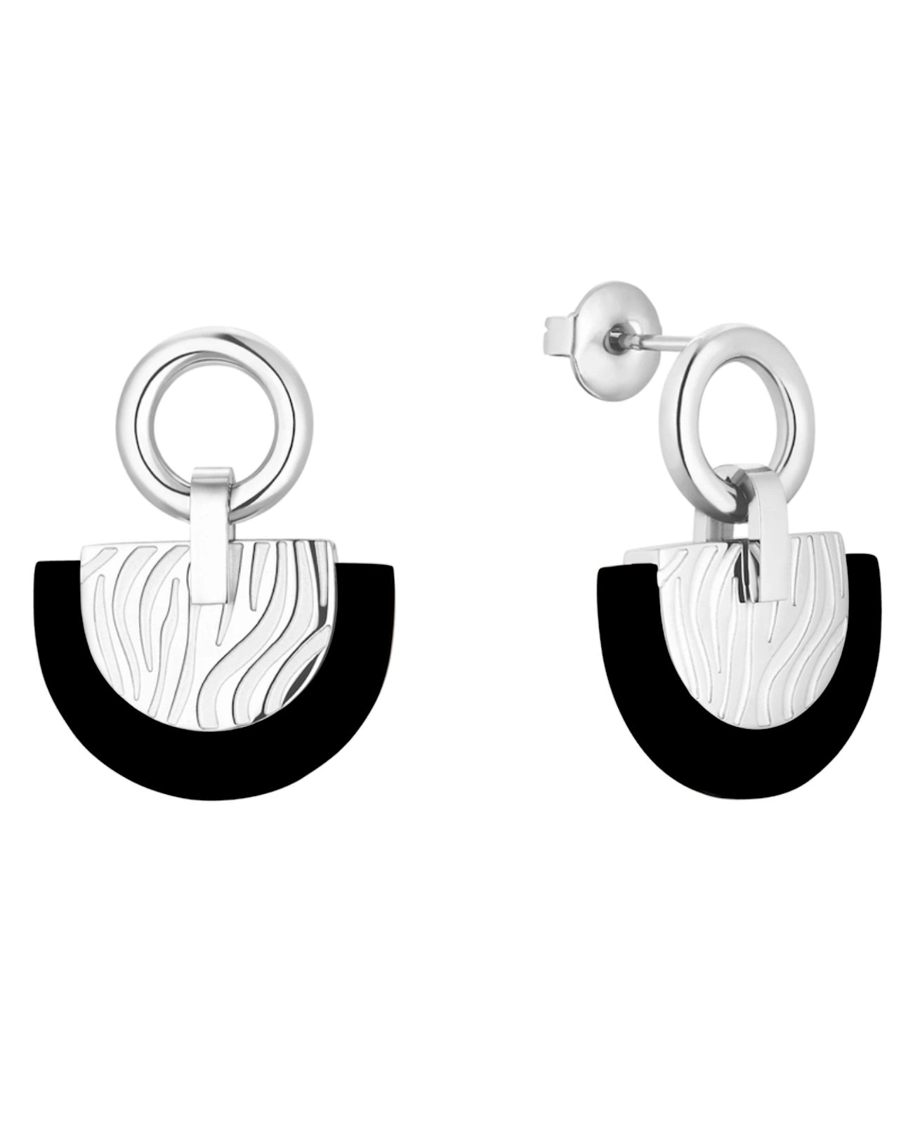Ohrstecker mit kreis darunter halbrundes flachee Element