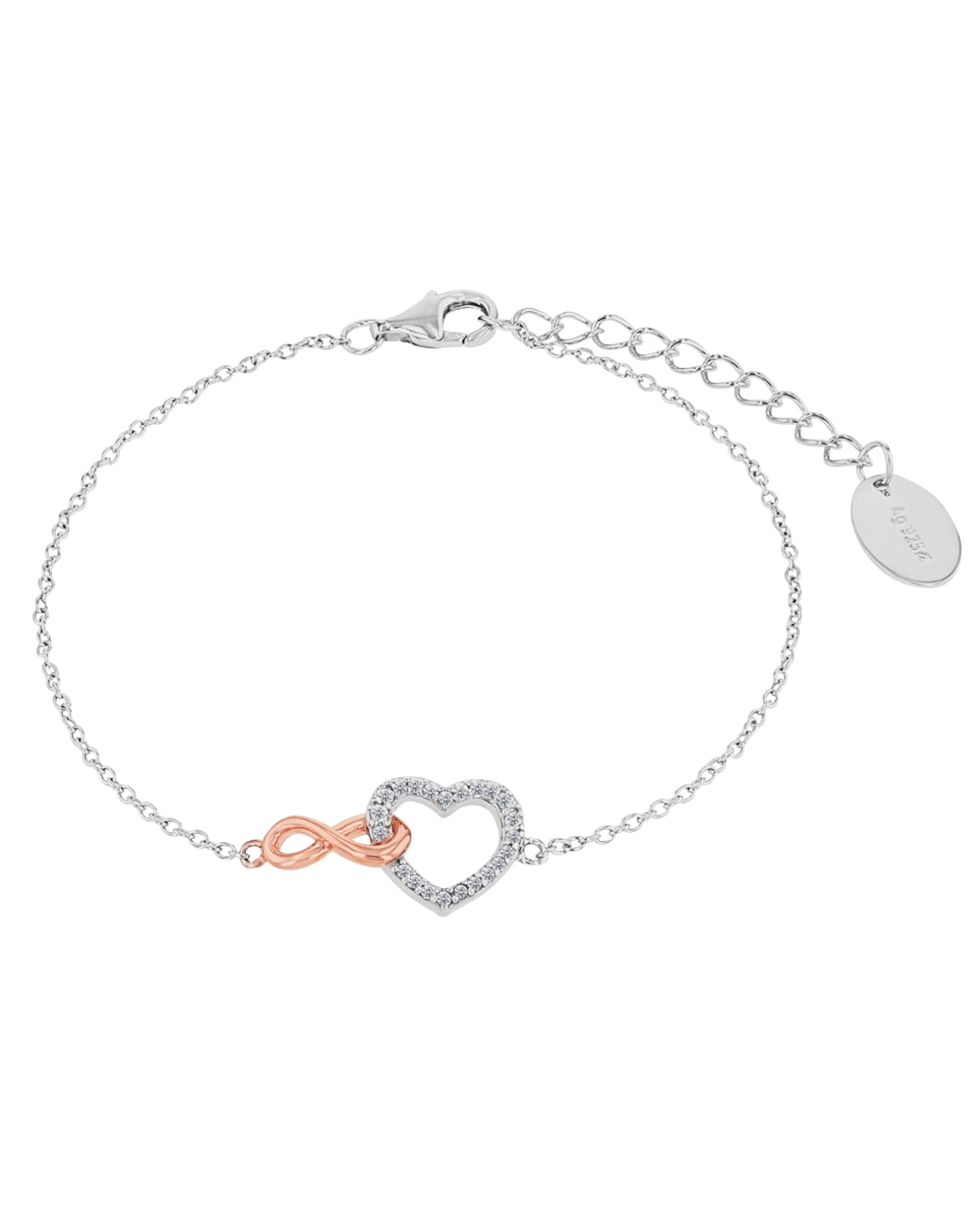 anker armband mit Unendlichkeitszeichen und offenen herz mit zirkonia besetzt