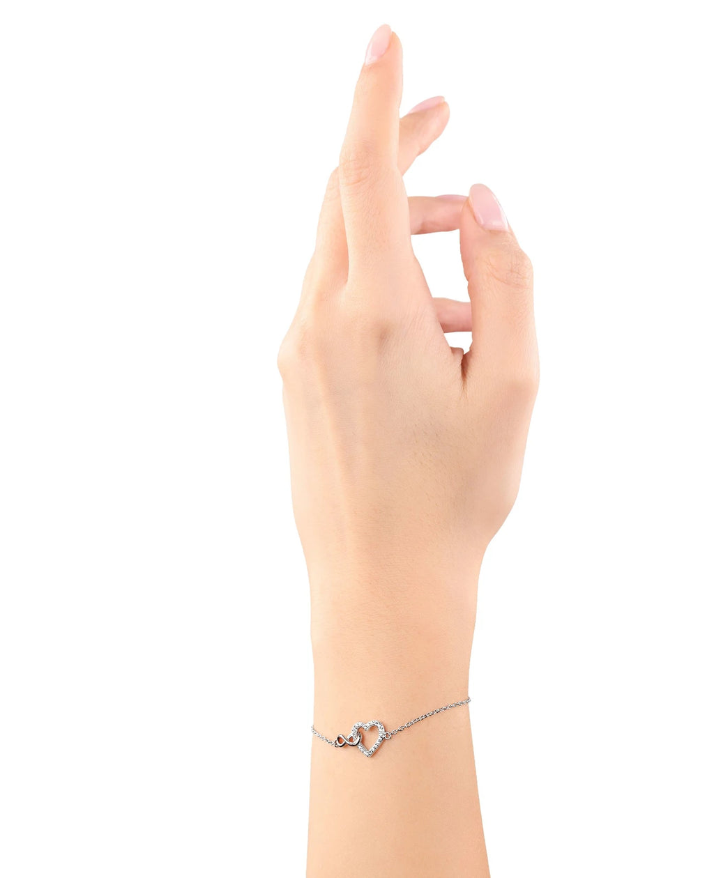 anker armband mit Unendlichkeitszeichen und offenen herz mit zirkonia besetzt