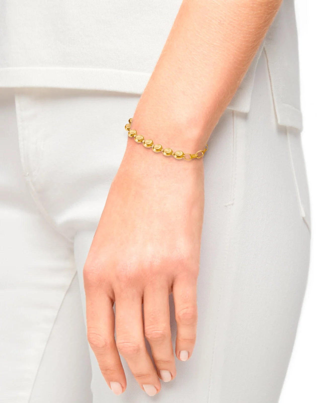 goldfarbenes Armband eine seite kugeln die andere weitanker