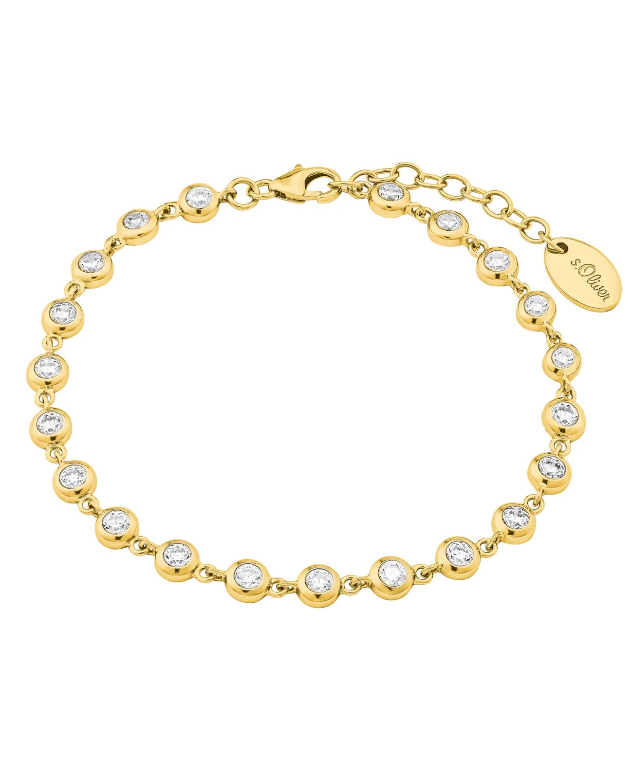 goldfarbenes tennisarmband lauter zirkonia in zargenfassungen