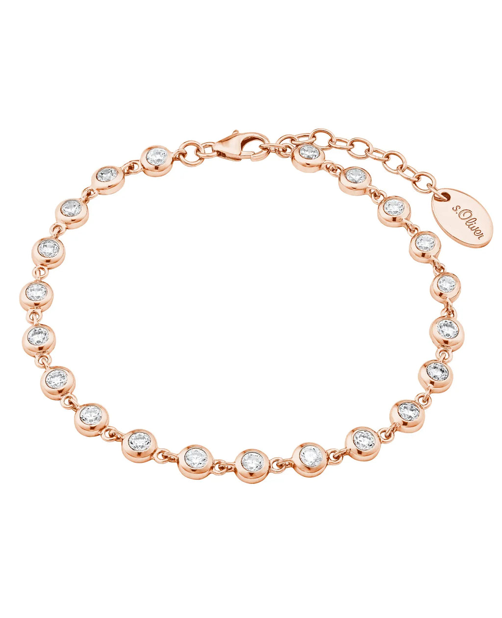 rosegoldenes tennisarmband lauter zirkonia in zargenfassungen