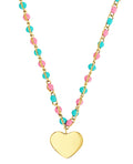 Kinderkette mit rosa und türkisen Kugel vorne großes flaches herz