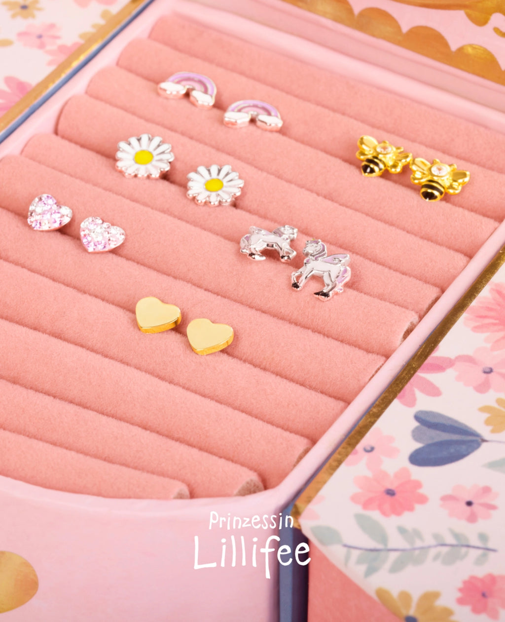 flache herz ohrstecker goldfarben