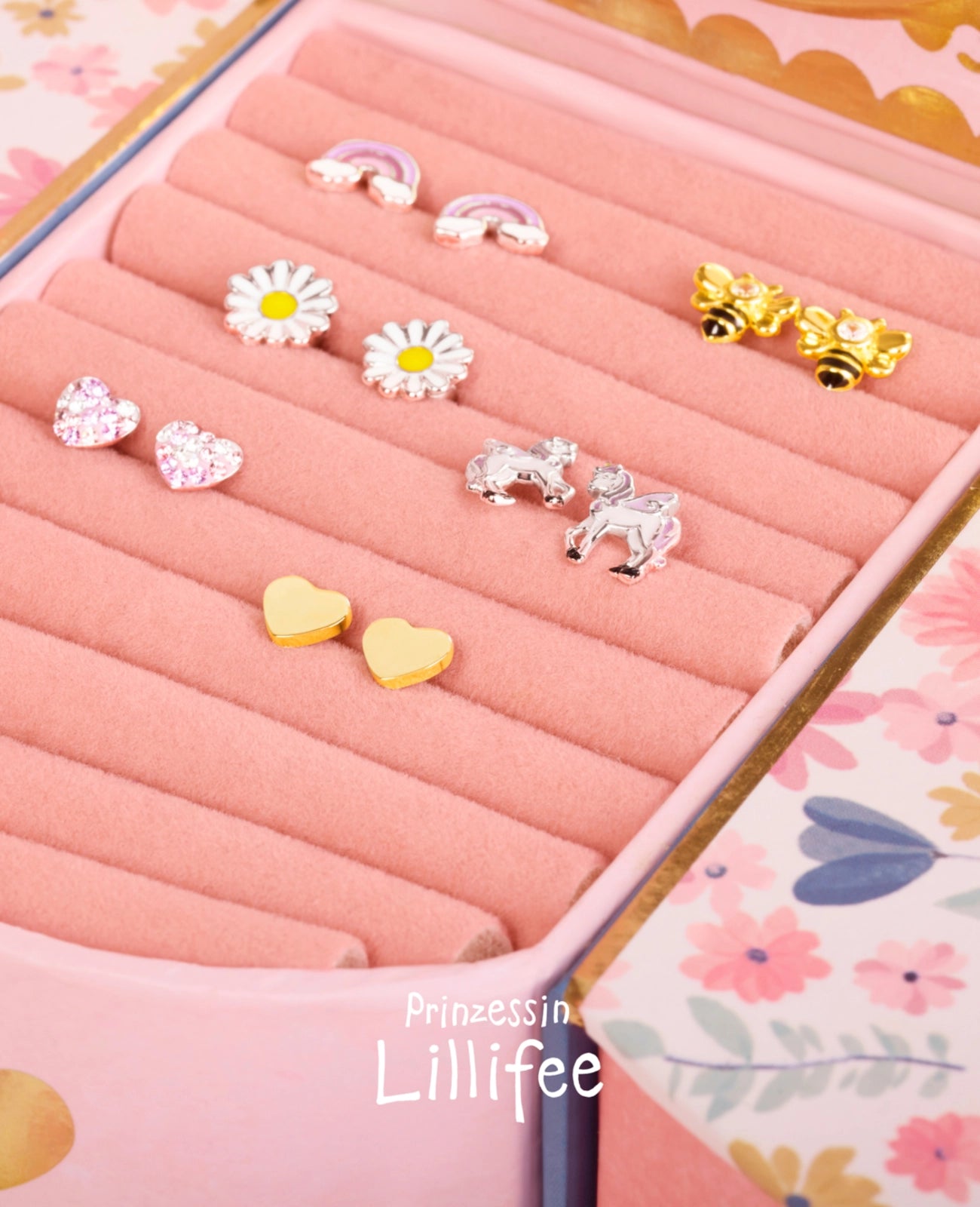 flache herz ohrstecker goldfarben