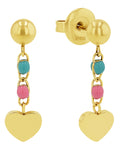 Ohrhänger mit rosa und türkis kugeln unten flaches herz