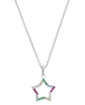 Ankerkette mit offenen stern anhänger grün blau lila ros gelb zirkonia steine