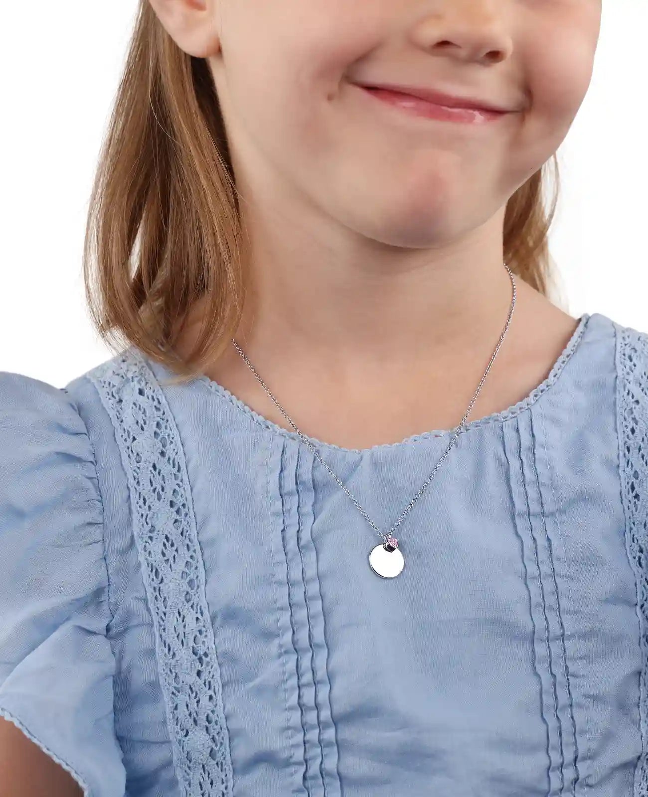 ankerkette runden flachen Scheiben anhänger und rosa stern zirkonia anhänger